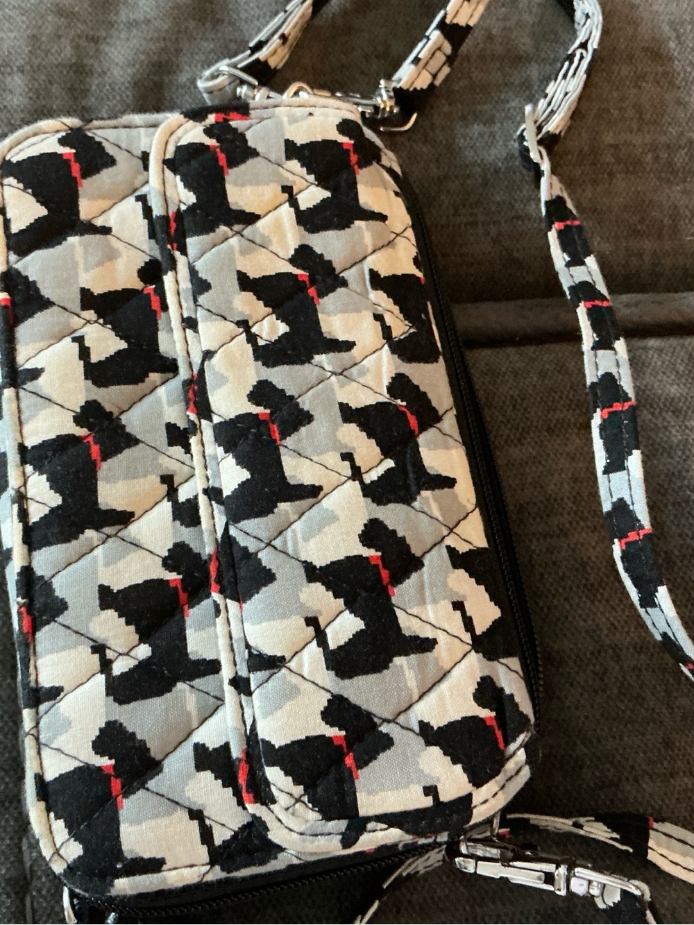 Vera Bradley Quilted Crossbody Bag in Black, White & Red